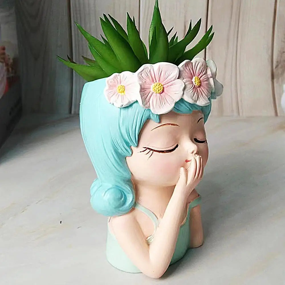 Flower Pots Face Planters Tabletop Decorative Decor Vase Statue Fairy Flowerpots For Cafe Kitchen Drawing Room Bedroom Office