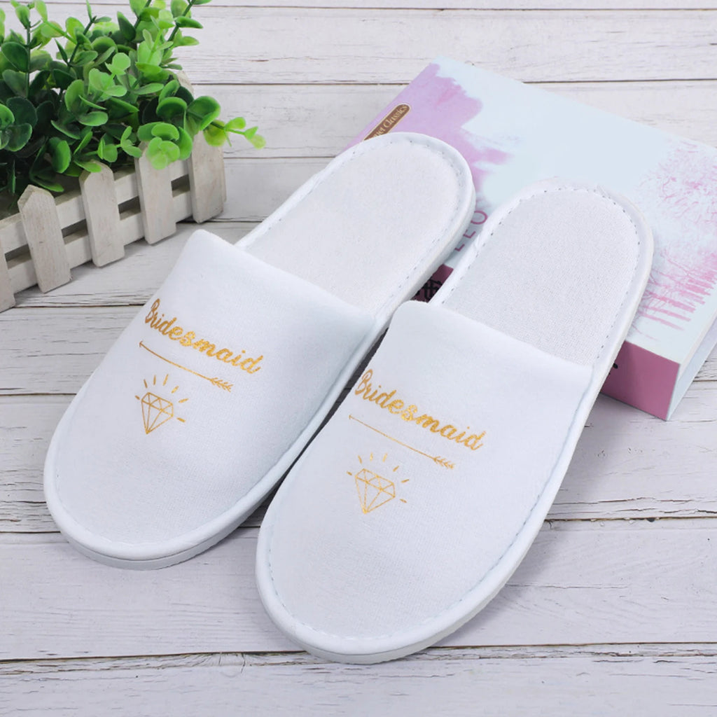 Personalised Wedding Bridal Party Slippers Bride / Bridesmaid Gift rose gold foil gold glitter Open Toes Slipper