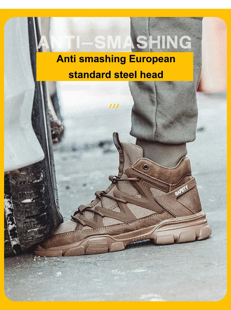 Safety Shoes Universal Breathable Outdoor Work Boots Steel Toe Anti-smash Puncture Proof Working Protective Sneakers for Men