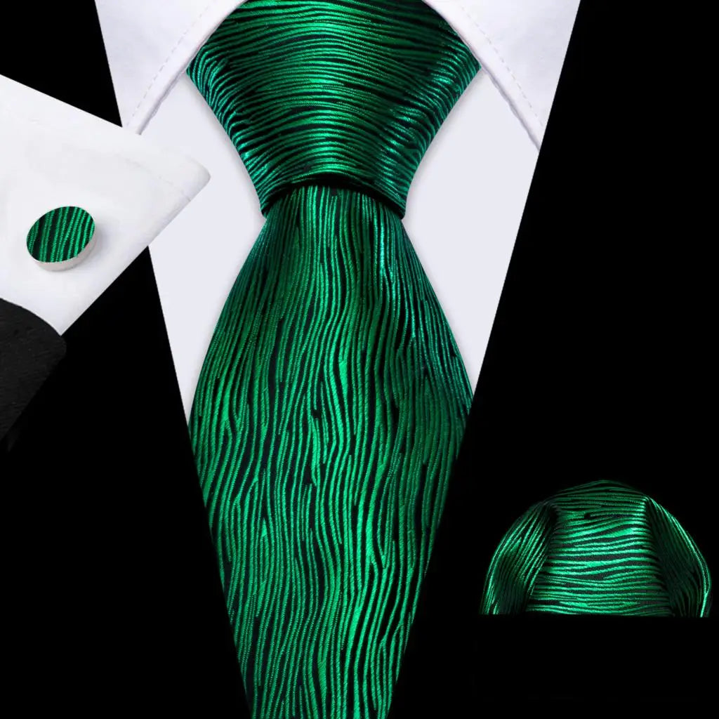 Barry.Wang Green Mint Teal Men Tie Hanky Cufflinks Set Jacquard Olive Sage Lawn Cyan Necktie for Male Wedding Business Gift