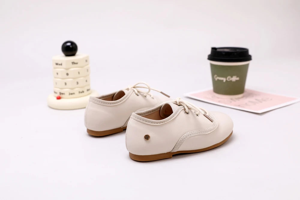 AS New Kids Shoes Children Beige Shoes Baby Boys Leather Shoes Toddler Princess Flats Girls Oxford Fashion Platform Mary Jane
