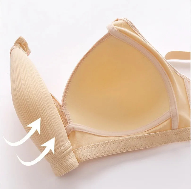 Breathable Soft Mom Style Soft Thin Cup Bralette Middle-aged Elderly Women Comfortable Gathered Breast Support Brassiere Bra