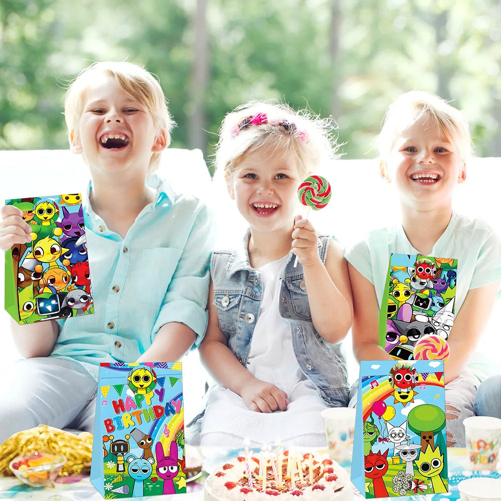 Sprunki Gift Bag Birthday Party Cute Cartoon Candy Sack Fashion Kraft Paper Biscuit Package Decoration Supplies Kids Gift