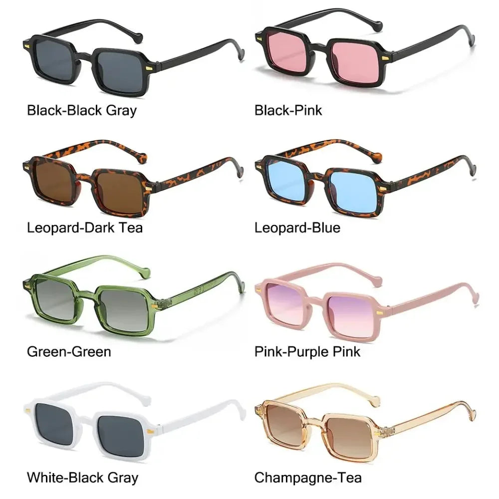 Sun Glasses Casual Men UV400 Protection Rivets Decoration Vintage Women Rectangle Luxurious