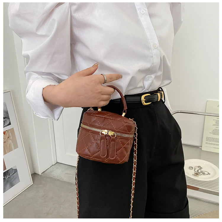 Trendy  Buet Handbag Women's Crossbody Versatile High-End Feel PU Leather Soft Surface Zipper Closure Casual Sle