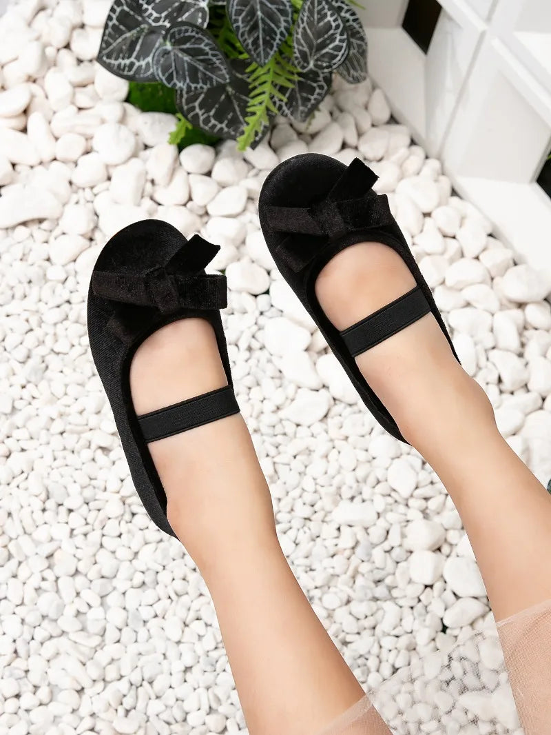 Children's Moccasins Solid Color Bowknot New Girl Leather Shoes Fashion Ballet Versatile Kids Causal Princess Wedding Flat Shoes