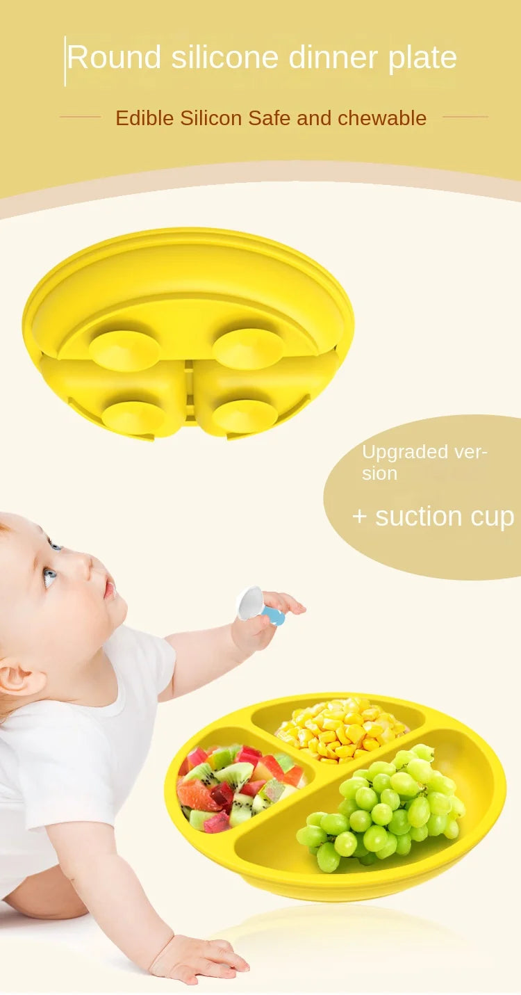 2023New Silicone Baby Dining Plate Cute Owl Children Dishes Suction Plate for Toddlers Kid Training Feeding Sucker Bowl BPA FREE