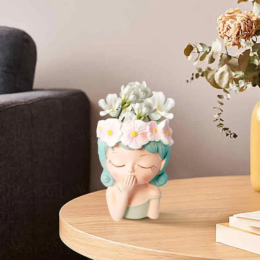 Flower Pots Face Planters Tabletop Decorative Decor Vase Statue Fairy Flowerpots For Cafe Kitchen Drawing Room Bedroom Office
