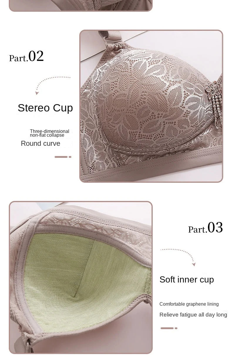Comfortable Breathable Adjustable Brassiere Thin Section Without Steel Ring Bra Large Breasts Appear Small Side Gathering Bra