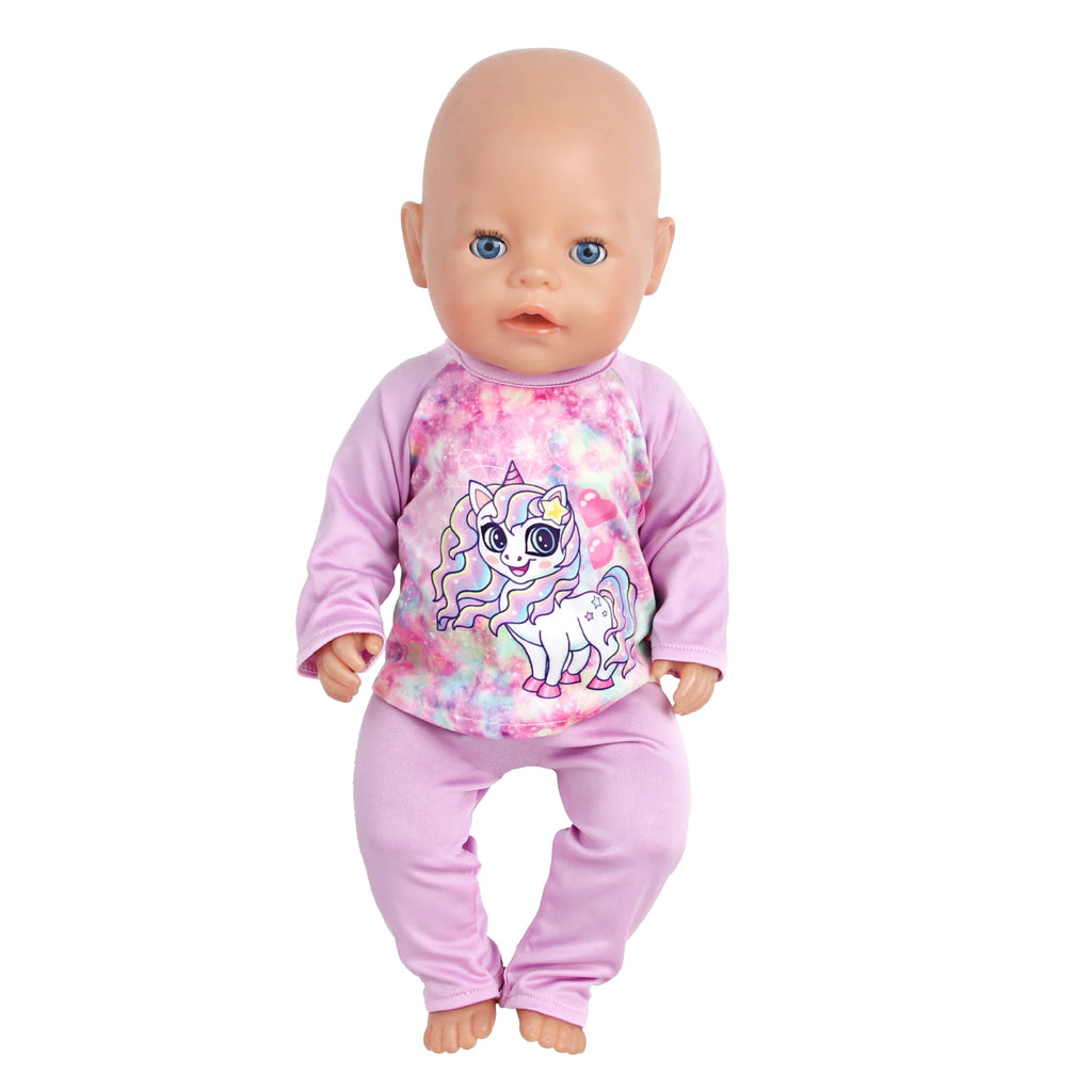 Doll Clothes Pajamas  For 43cm Baby New Born&American 18 Inch Girl Doll Unicorn Shark Cartoon Clothes Suit For Generation Doll