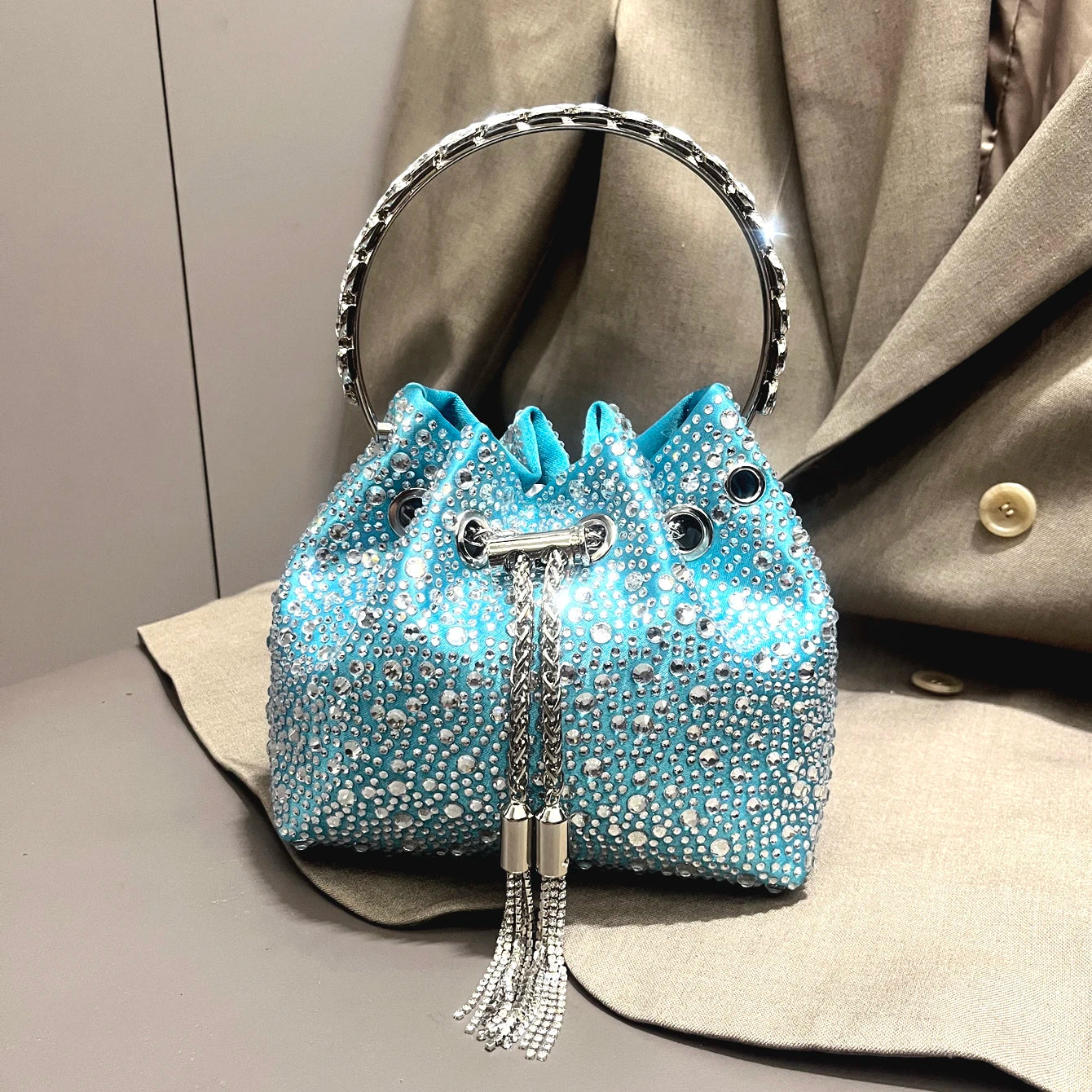 Handle Rhinestones Evening clutch Bag Purses and handbag luxury Designer shoulder bag Shiny Crystal Clutch purse bucket bag