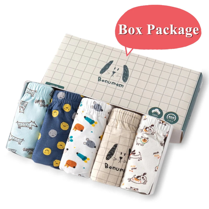 5/10 Pieces Cotton Kids Triangle Underwear Aged 2-13 Boys Briefs Dinosaur Print Cartoon Dog Pattern Soft Toddler Boys Underpants