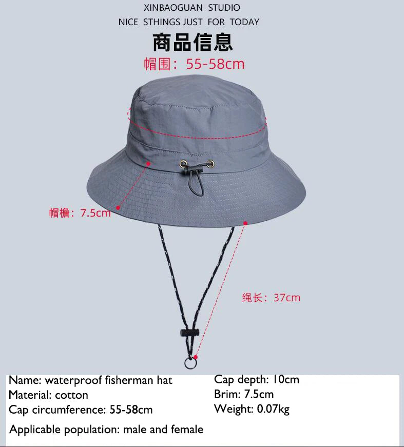 Panama Men And Women Spring Summer Waterproof Bucket Hat Fishing Mountaineering Sunshade Bucket Hat Outdoor Sports Fashion Cap