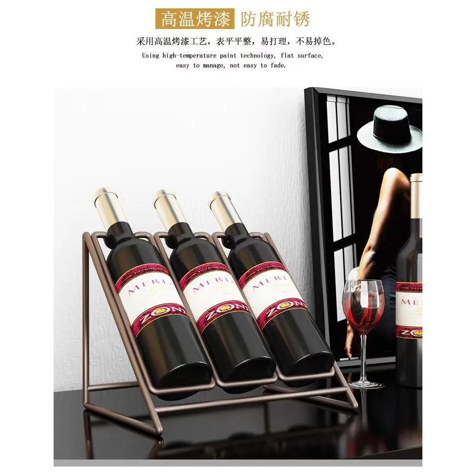 Light Luxury Creative Wine Rack,Home Wine Cabinet Decoration,Tilted Antirust Iron Wine Display Rack Glass Bottle Holders