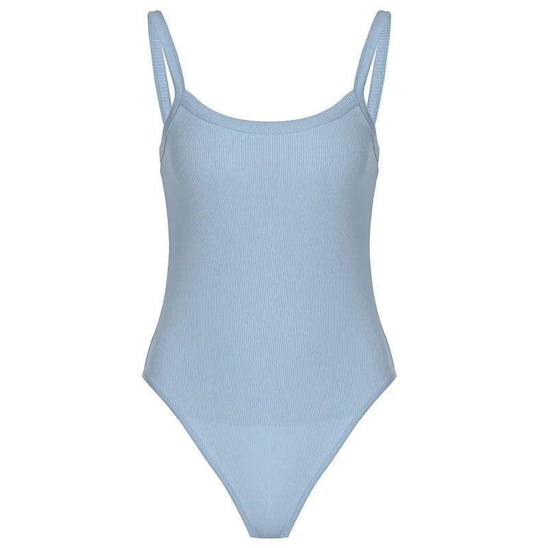 Strap Solid Bodycon Sexy Body Casual Basic White Summer Bodysuit Women Tops Sleeveless Sheer Bodysuits Jumpsuit Slim