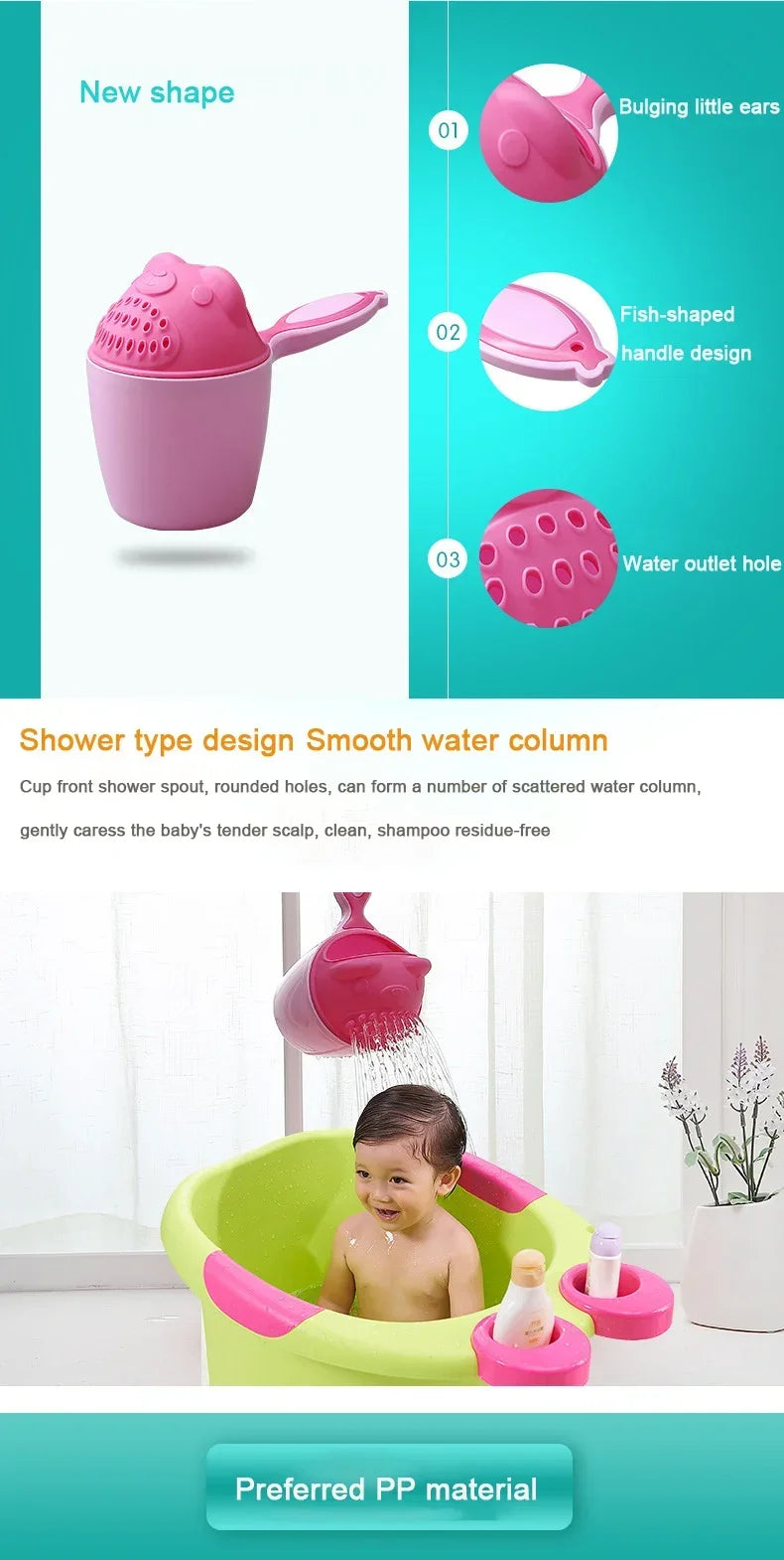 Baby Shower Spoons Child Washing Hair Cup Kids Bath Tool Cartoon Baby Bath Caps Children Bathing Bailer Toddle Shampoo Cup