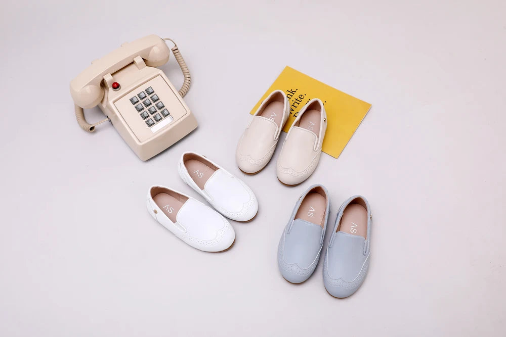 AS New Kids Shoes Children Beige Shoes Baby Boys Leather Shoes Toddler Princess Flats Girls Oxford Fashion Platform Mary Jane