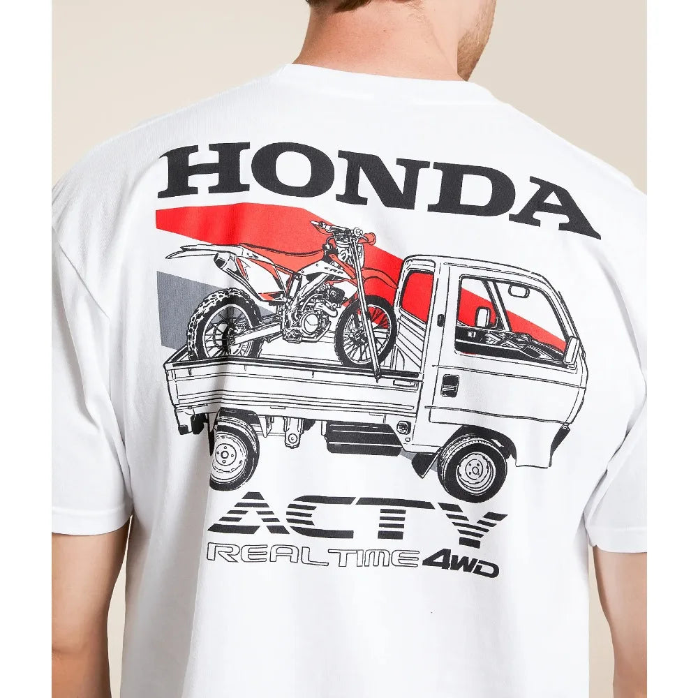 Honda Men's and Women's T-shirt Summer Trendy Brand Tee Honda 1989 Acty Short-sleeved Spring and Autumn Motorcycle Cycling Top