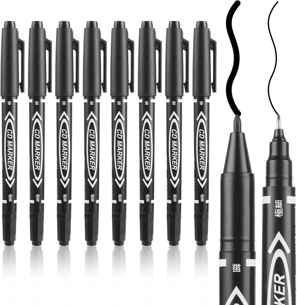 10-Piece Double-Ended Brush-Tip Marker Set Black/Red/Blue Drawing Set Ideal for Painting, Sketching, Writing, and Doodling