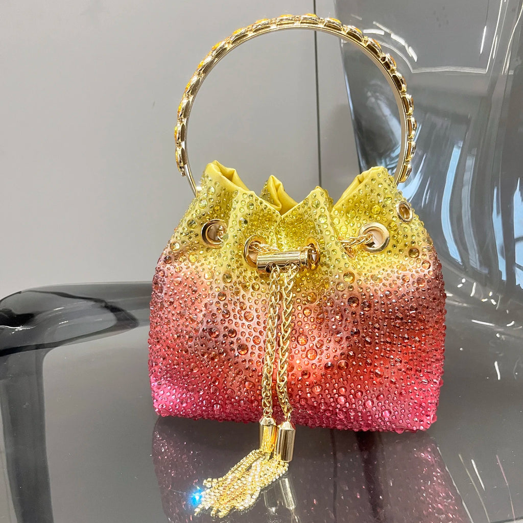 Handle Rhinestones Evening clutch Bag Purses and handbag luxury Designer shoulder bag Shiny Crystal Clutch purse bucket bag