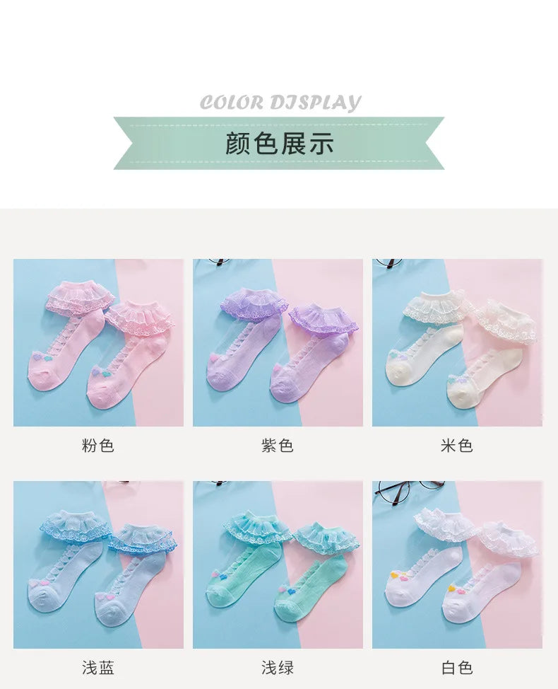 1 Pair Soild Color Thin Lace Mesh Socks for Baby Children Girls Summer Dresses Paired with Princess Socks Baby Clothing