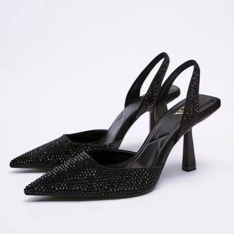 Summer Women's Sandals New Spring Sandals Elegant Women's High Heels Pointed Toe Back High Heels Fashion Women's Shoes Sandals