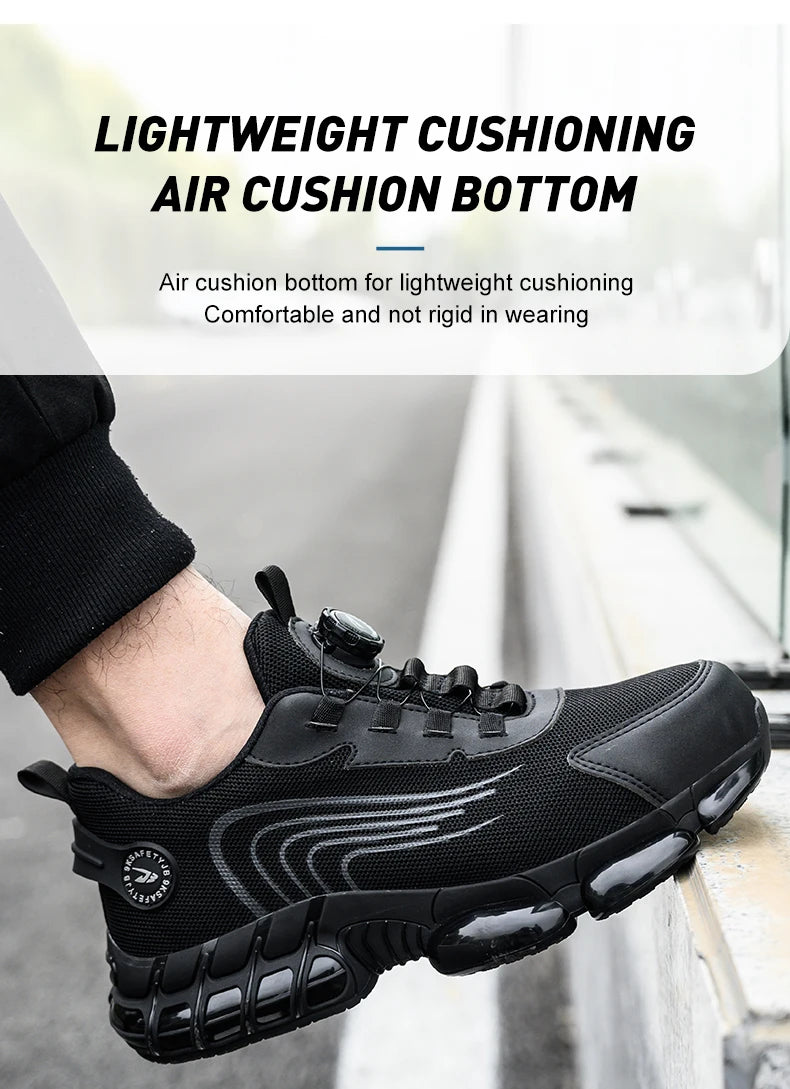 Unisex Rotating Button Safety Shoes Men For Work Sneakers Shoes Puncture-Proof Protective Women Shoes Steel Toe Work Boots