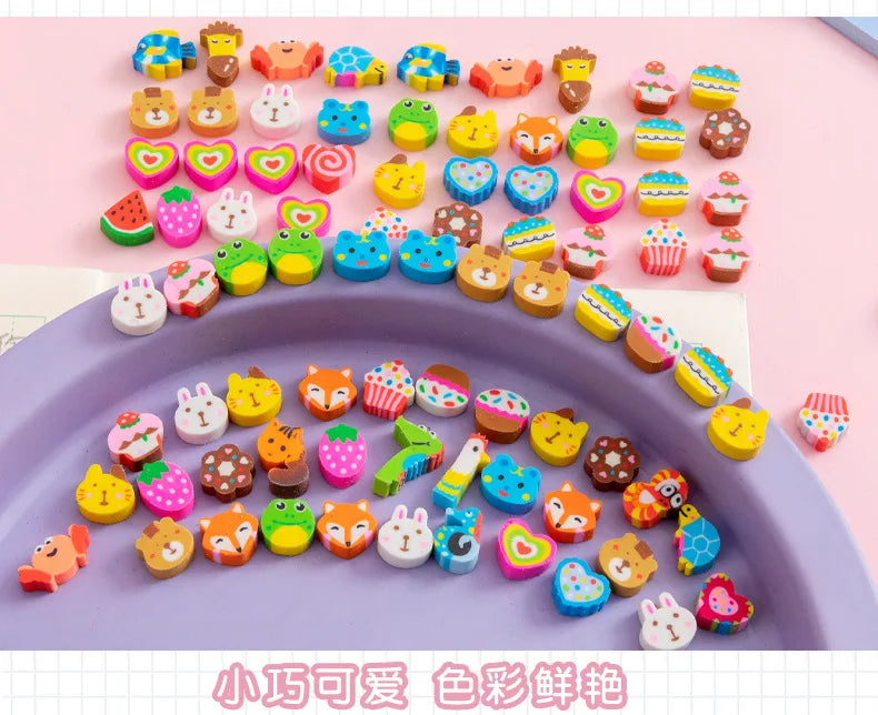 30 capsules/set transparent bag cartoon fruit animal love mini eraser cross-border June 1 Christmas gifts prizes stationery