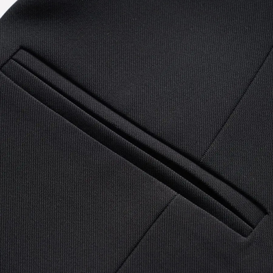 Black V-neck short double-breasted vest women's jacket spring and autumn workplace Slim and thin