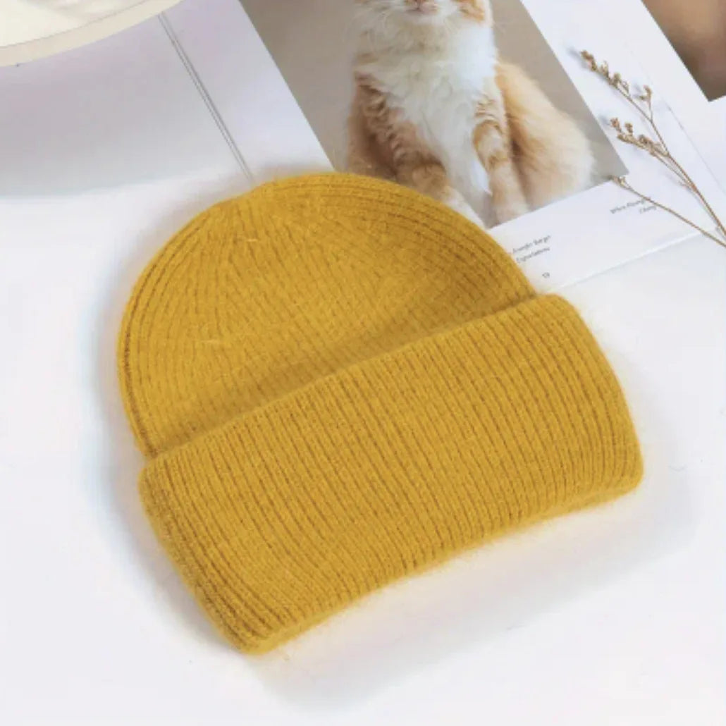 Women's Winter Hats Fashion Warm Bean Hats Solid Color Adult Hats Cute Knitted Hats Baotou Hats Autumn/Winter