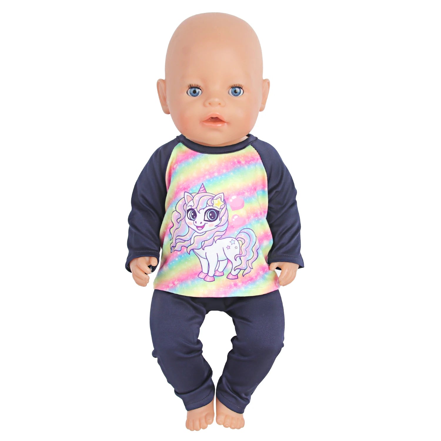 Doll Clothes Pajamas  For 43cm Baby New Born&American 18 Inch Girl Doll Unicorn Shark Cartoon Clothes Suit For Generation Doll