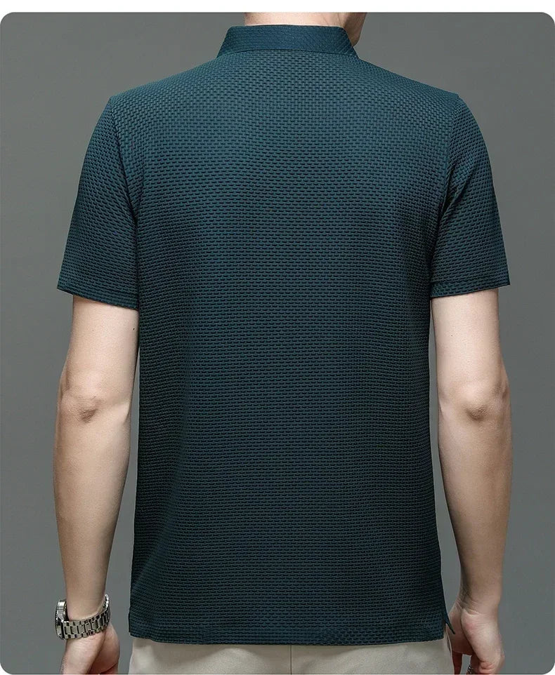 Business Casual Sweat-absorbing Top Brand Clothes Summer New Men's Short Sleeve T-shirt Ice Silk Cool and Breathable POLO Shirt