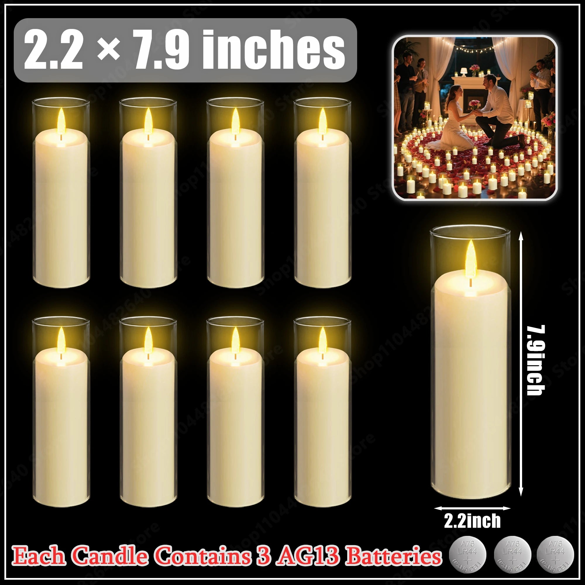 10-240Pcs LED Pillar Candles Wedding Flameless Candle with Battery Powered Flickering Candle Concert Birthday Party Table Decor