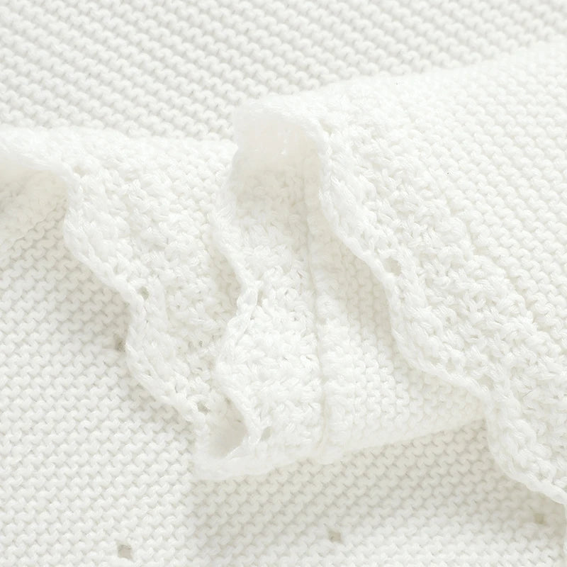 Baby Christening Blankets 100*80cm Cotton Soft Knit with Stitching Cross Newborn Boys Girls Swaddle Nursery Blanket Baptism Gift