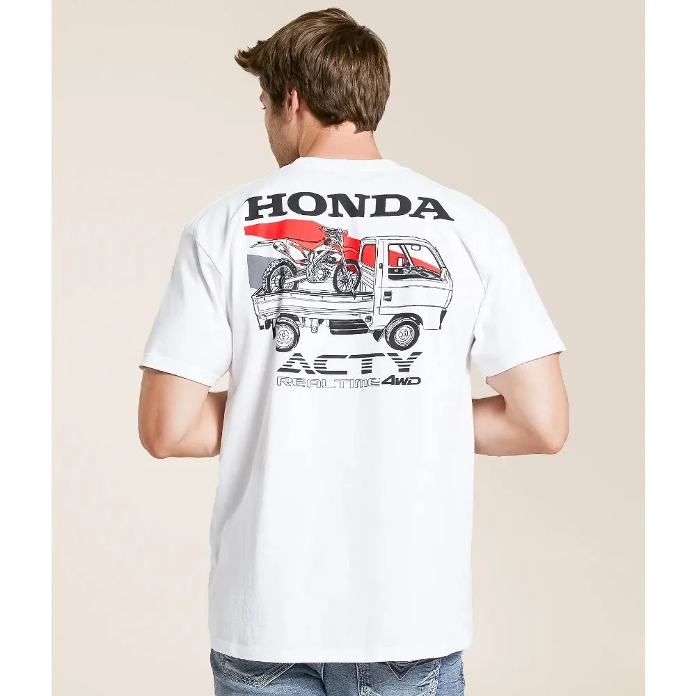 Honda Men's and Women's T-shirt Summer Trendy Brand Tee Honda 1989 Acty Short-sleeved Spring and Autumn Motorcycle Cycling Top