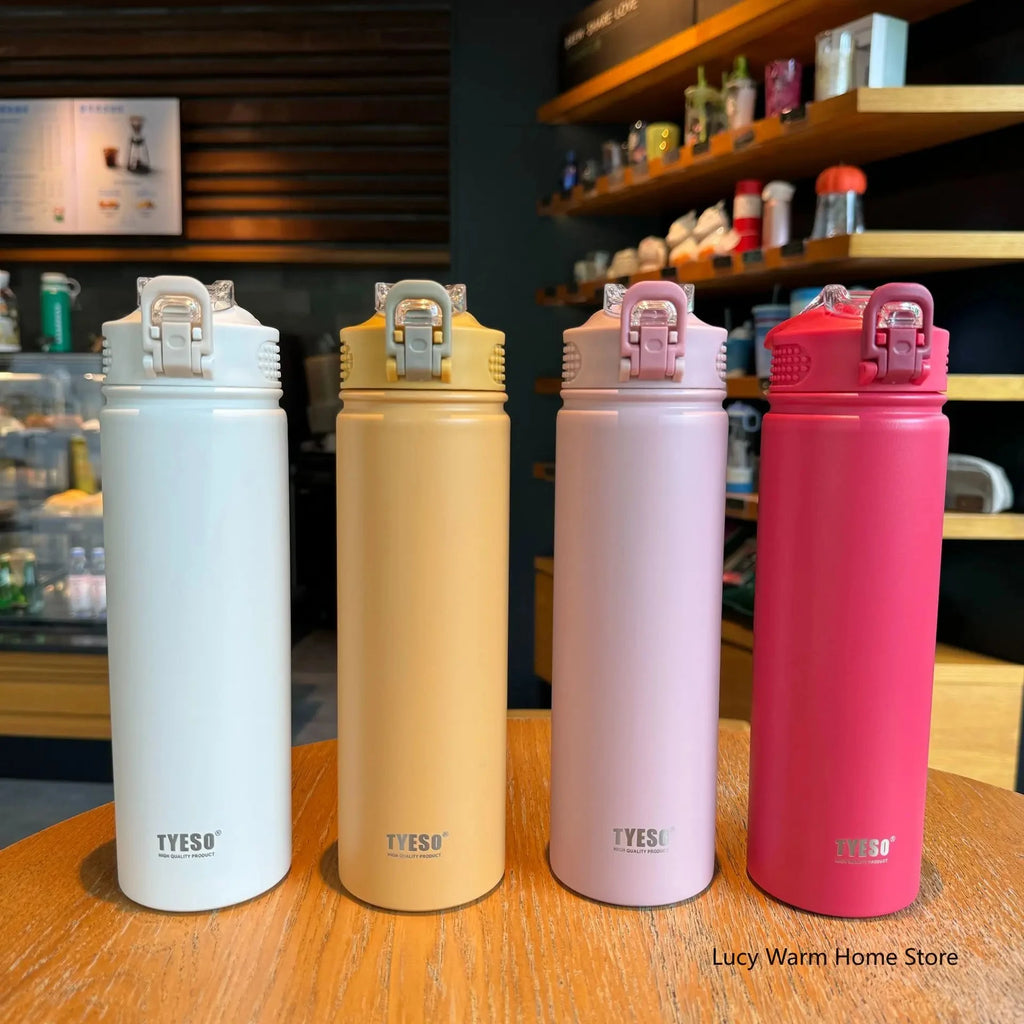 Thermal Water Bottle with Straw 750/600ML Stainless Steel Bottle Keeps Cold and Heat High Capacity Thermal Mug Thermos Bottle