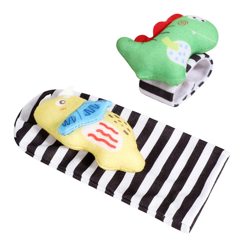 Baby Wrist Rattles Socks Newborn Animal Socks Infants Foot Finder Wrist Strap Baby Socks Sensory Toys Baby Toys 0-12 Months Gift