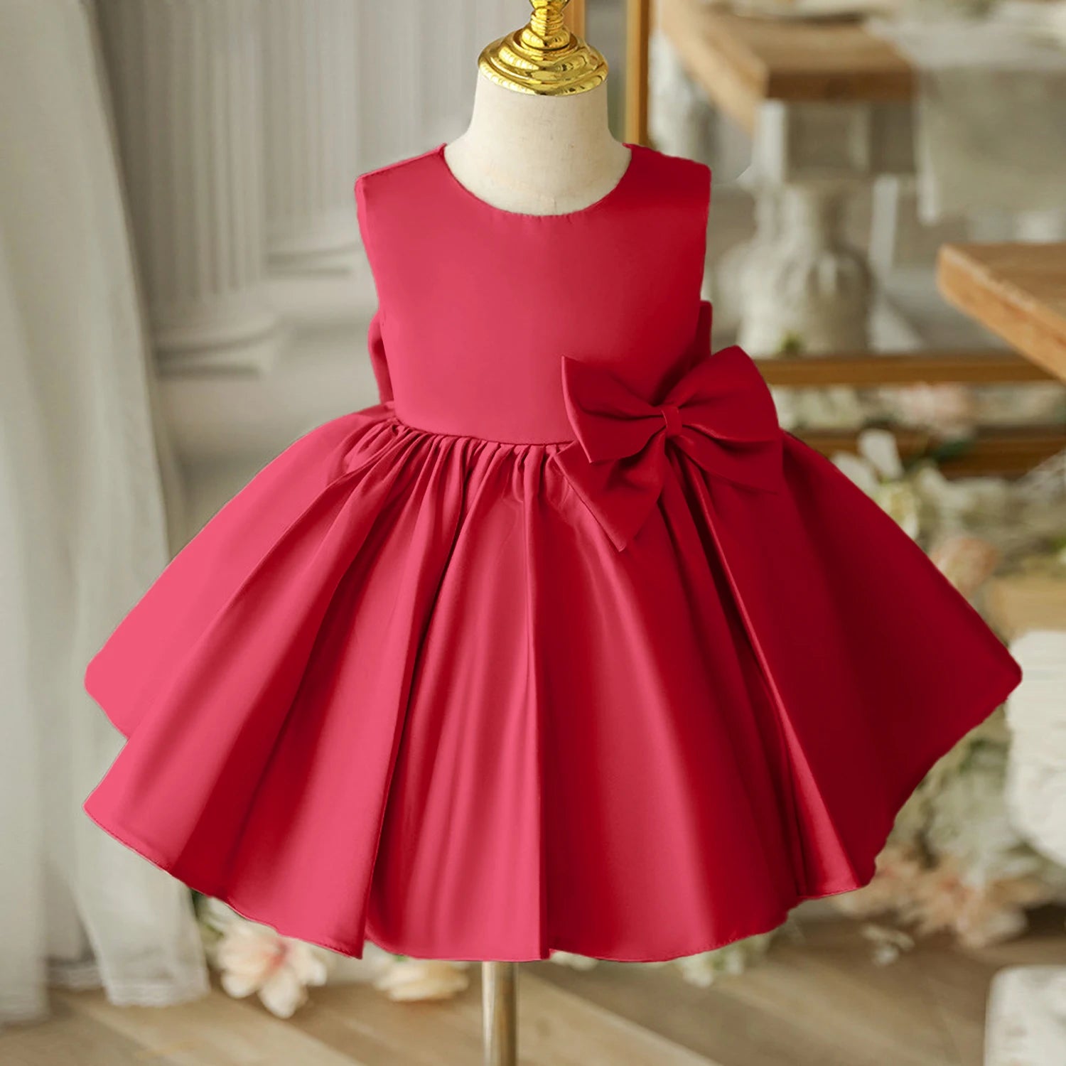 Flower Girl Dresses for Wedding Kids Backless Tulle Tutu  Princess Prom Party Clothes Baby 1st Birthday Baptism White Dress