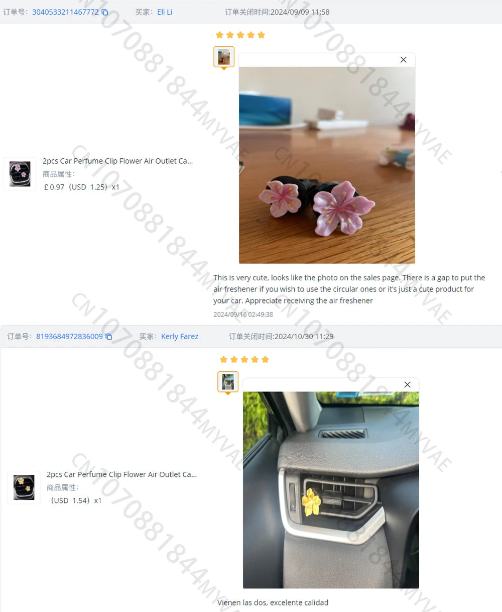 2pcs Car Perfume Clip Flower Air Outlet Car Air Freshener Peach Blossom Aroma Diffuser Car Decoration Accessories Fresh Air