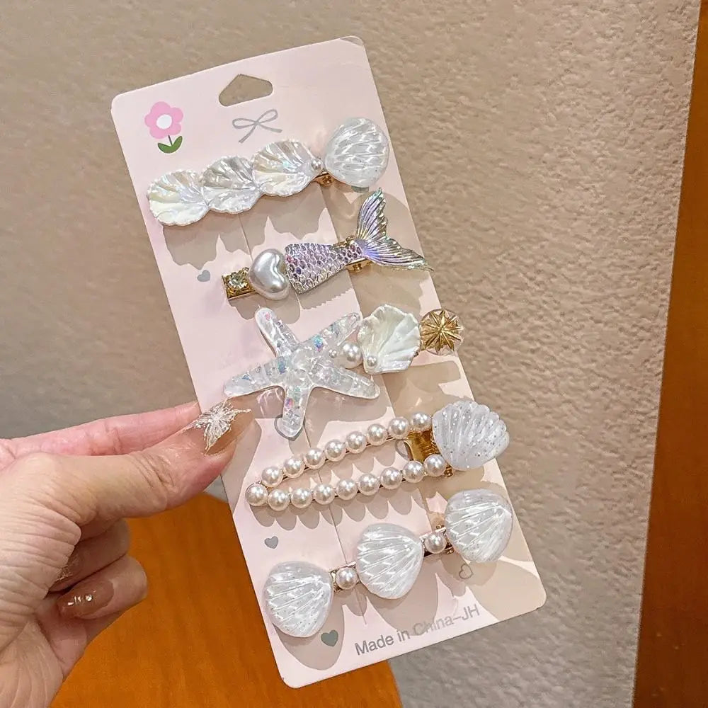 1/5Pcs Shell Starfish Hair Clips Ocean Series Mermaid Hairpins Girls Summer Beach Bang Clip Princess Barrette Hair Accessories