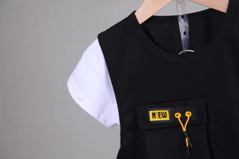 New Children Cotton Clothes Summer Kids Boys Patchwork T Shirts Shorts Pants 2Pcs/sets Infant Kids Toddler Tracksuits 0-5 Years