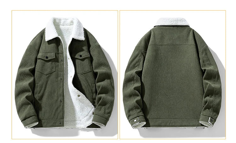 Men's Jackets and Coats Fashion Warm Corduroy Thick Coats 2024 Winter Fashion Men's Coats Down Jackets Men's Cotton Clothing