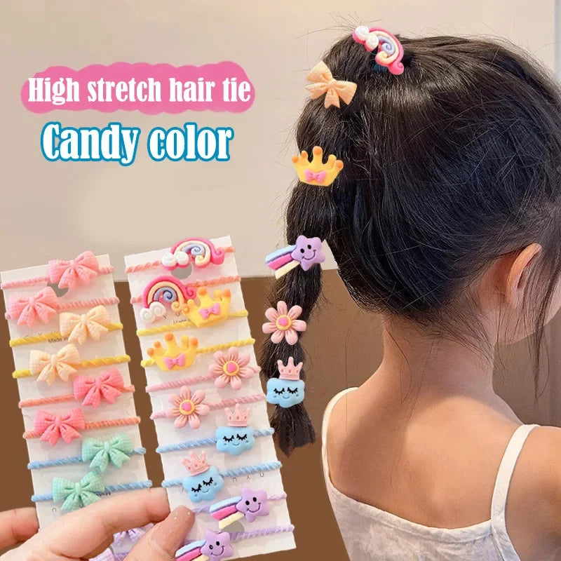 10pcs/Set Rubber Band for Children Cartoon Hair Band New High Elasticity Sweet Cute Baby Hair Rope Girls Hair Accessories