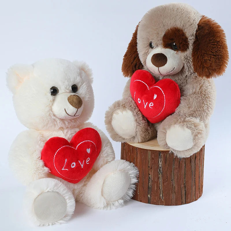23CM Cute Heart Bear Dog Plush Toys Red Heart Print Love Creative Animal Stuffed Doll For Lovers Valentine's Day Gift