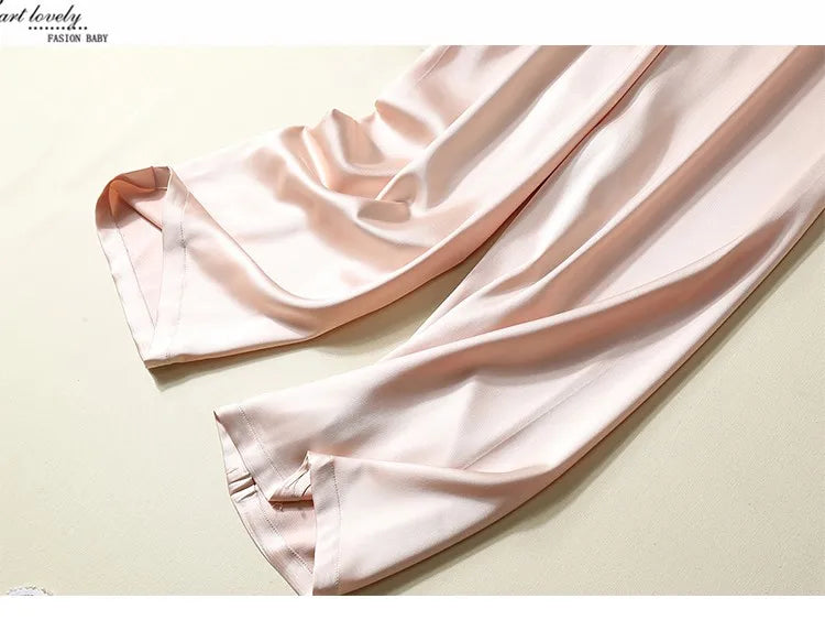 Fashion casual pantalones aesthetic plus size Women Trousers Spring Satin Imitation Silk Soft long Pants  pants y2k