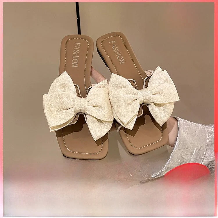Ele Women's Flat Bot Slippers  Knot Fairy Sle Summer Sandals Faionable Versatile Outdoor Slip-On oes