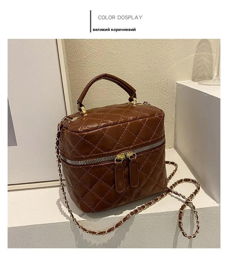 Trendy  Buet Handbag Women's Crossbody Versatile High-End Feel PU Leather Soft Surface Zipper Closure Casual Sle