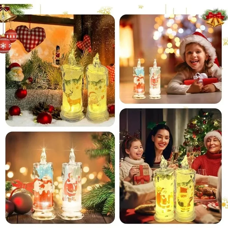1-5PCS Flameless LED Christmas Electronic Candle Realistic Dripping Tears Santa Claus Snowman Ornaments Holiday Decorative