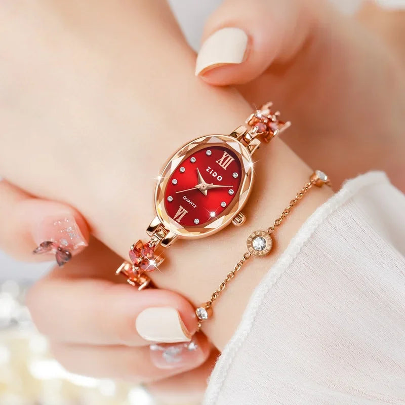 Women's Watches Light Luxury Diamond Inlaid For Clover Watch Waterproof Oval Ladies Fashion Quartz Bracelet Wristwatch relógio
