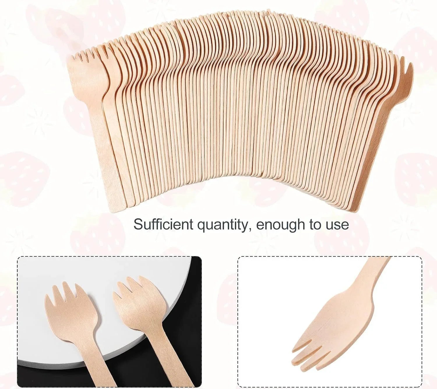 100Pcs Disposable Mini Wooden Spoons Ice Cream Spoon Fruit Dessert Forks Spoons Wedding Party Tableware Kitchen Accessories Tool